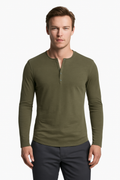 Henley Neck Long Sleeve T-Shirt