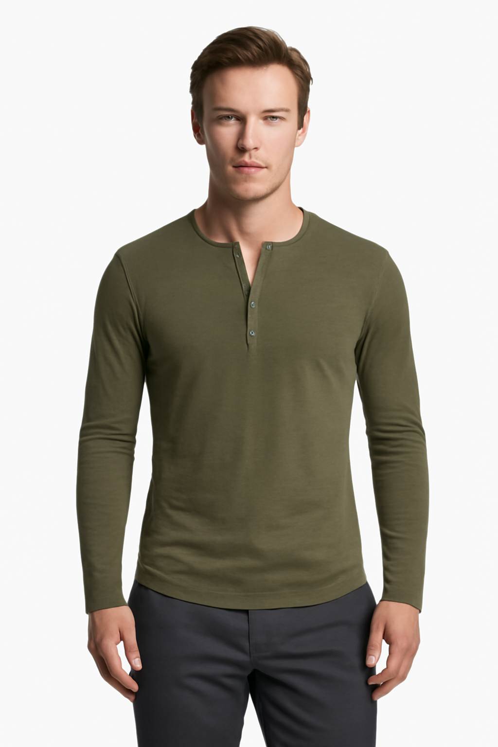 Henley Neck Long Sleeve T-Shirt