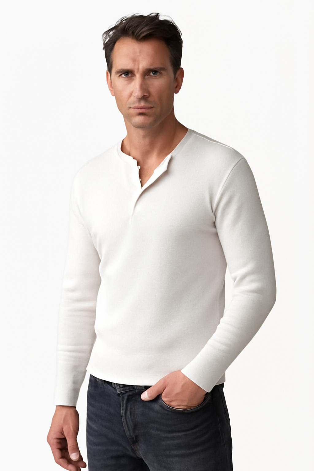 Ribbed Henley T-Shirt
