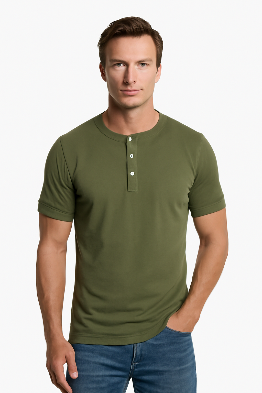 Pure Cotton Henley T-Shirt - Cross & Crown
