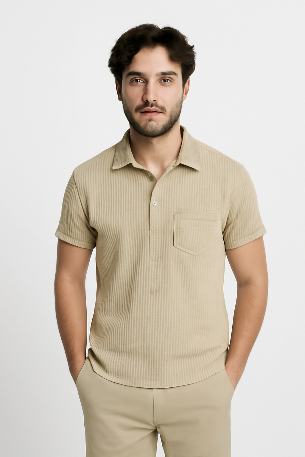 Chemise à Manches Courtes Texturée